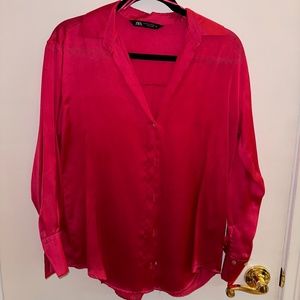 ZARA Satin Button Down